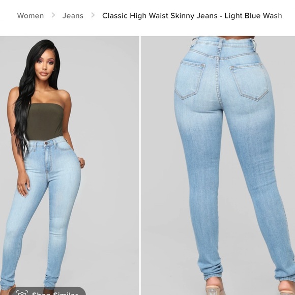 Fashion Nova Denim - Fashion Nova - Classic High Waist Skinny Jeans - Light Blue Wash